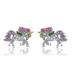 Dazzling Unicorn Licorne Stud Earrings