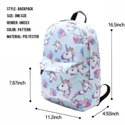 3D Printing Heart Unicorn Shoulder Bag For Girls School -Unicorn Fashion Deanfun 3D Printing Backpacks Heart Unicorn Cute Shoulder Bag for Girls School 80015 3
