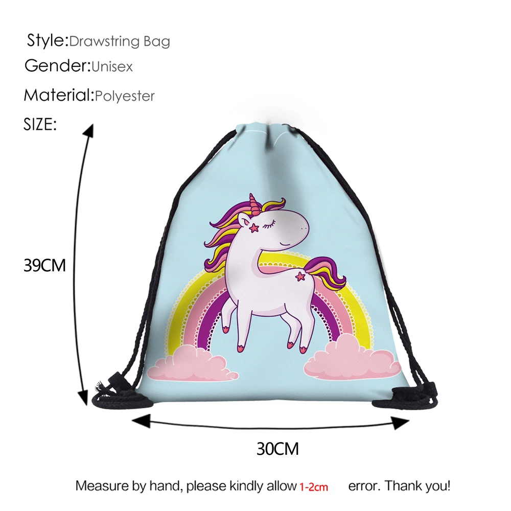 3D Printing Drawstring Bag Rainbow Unicorn For School 6 3D Printing Drawstring Bag Rainbow Unicorn For School - Image 4