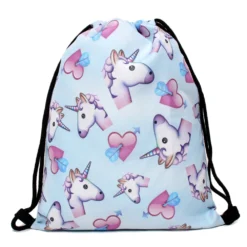 3PCS Unicorn Shoulder Drawstring Schoolbags -Unicorn Fashion Deanfun 3PCS set Backpack Unicorn Printing Cute Shoulder Drawstring Schoolbags Girls Gift 3