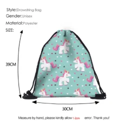 Drawstring Bag Unicorn Printed For Summer Travelling -Unicorn Fashion Deanfun Drawstring Bag Cartton Unicorn Printed for Summer Travelling Dropshipping 60107 2