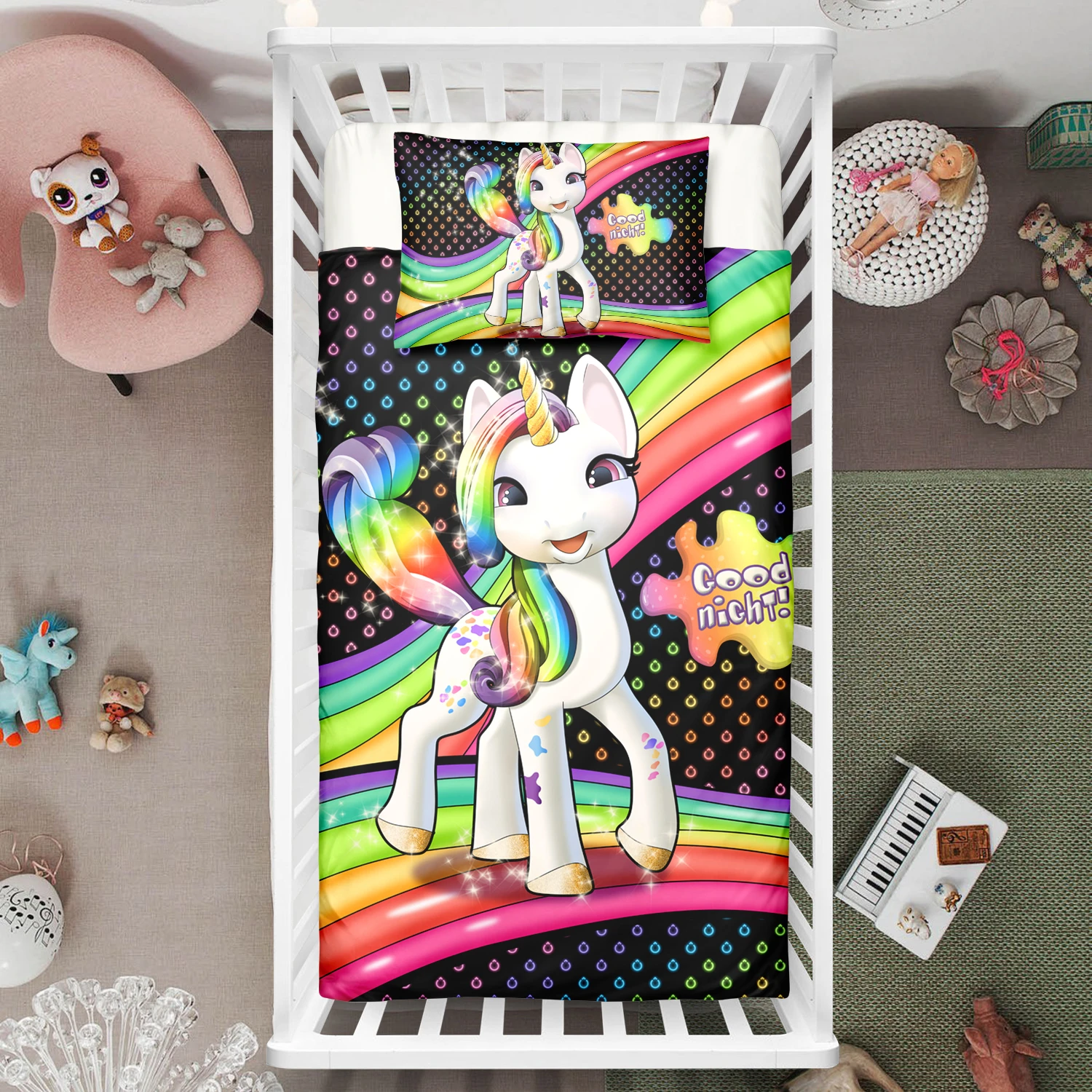 Unicorn Fashion 3 Unicorn Fashion -Unicorn Fashion Dottie Elegant Unicorn Crib Bedding Set