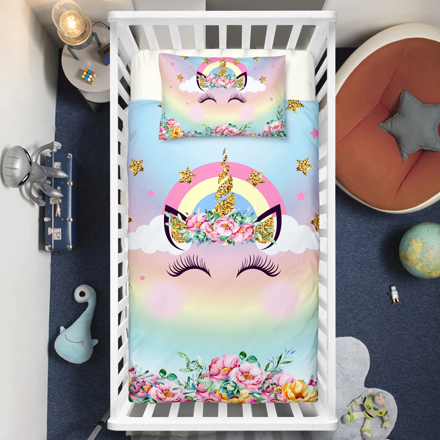 Dreaming Unicorn Eyelashes Crib Bedding Set – Unicorn Nursery Baby Bedding 3 Dreaming Unicorn Eyelashes Crib Bedding Set – Unicorn Nursery Baby Bedding