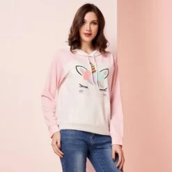 Dreaming Unicorn Pastel Pink Pullover Hoodie -Unicorn Fashion Dreaming Unicorn Pastel Pink Pullover Hoodie 2