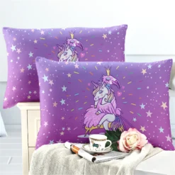 Fall In Love Unicorn Bedding Set -Unicorn Fashion Fall In Love Unicorn Bedding Set Purple Red Cartoon Duvet Cover Set Girls Colorful Bedding Cover 4