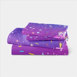 Fall In Love Unicorn Bedding Set -Unicorn Fashion Fall In Love Unicorn Bedding Set Purple Red Cartoon Duvet Cover Set Girls Colorful Bedding Cover 5