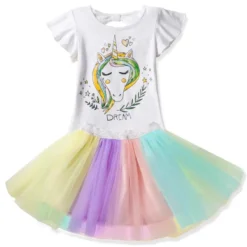 Unicorn Dresses For Princess -Unicorn Fashion Fancy Sequined Heart Designed Unicorn Dress for Girls Unicorn Party Rainbow Kids Dresses for Girls Princess 3