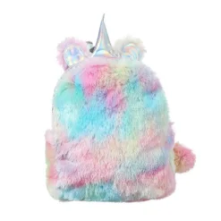 Hologram Tie-Dye Unicorn Plush Backpack -Unicorn Fashion Fashion Cute Sequins Animal Plush Backpack Cartoon Kawaii Bagpacks Leather Hologram Girls School Bags 3