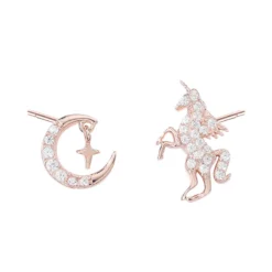 Unicorn Moon Zirconia Stud Earrings