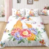 White Unicorn Surrounded By Flowers Bedding Set -Unicorn Fashion Floral Unicorn bedding