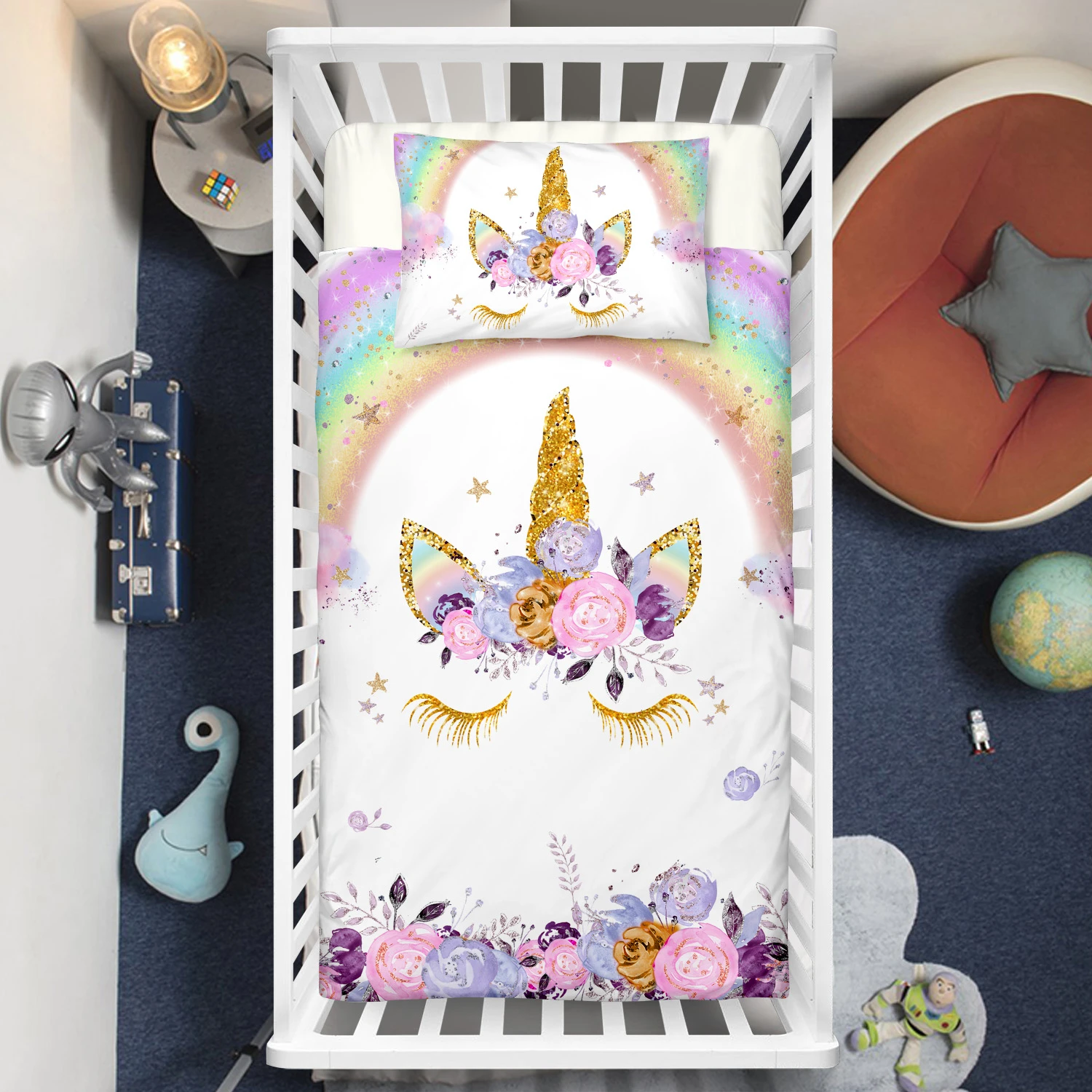Flowers Unicorn Lash Crib Bedding Set – Unicorn Nursery Baby Bedding 3 Flowers Unicorn Lash Crib Bedding Set – Unicorn Nursery Baby Bedding