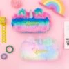 Fluffy Rainbow Unicorn Pencil Case -Unicorn Fashion Fluffy Rainbow Unicorn Pencil Case