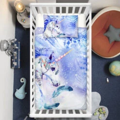 Frozen Unicorn Queen Crib Bedding Set – Unicorn Nursery Baby Bedding