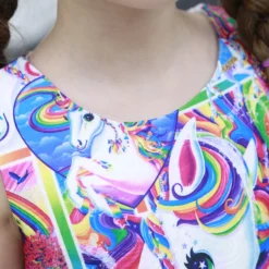 Girl Rainbow Unicorn Print Sleeveless Dress -Unicorn Fashion Girl Rainbow Unicorn Print Dress Sleeveless Kid Princess Floral Dress Cute Unicorn Children Licorne Pattern Birthday 2