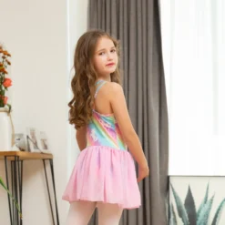 Rainbow Unicorn Sleeveless Dress -Unicorn Fashion Girl Rainbow Unicorn Sleeveless Girls Dress for Dance Ballet Costumes Kids Ballerina Bodysuit Dancewear Children s 2