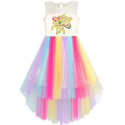 Embroidered Unicorn Rainbow Dress