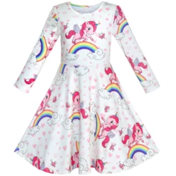 Unicorn Rainbow Long Sleeve Dress