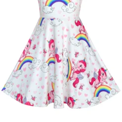 Unicorn Rainbow Long Sleeve Dress 10 Unicorn Rainbow Long Sleeve Dress -Unicorn Fashion Girls Dress Unicorn Rainbow Long Sleeve Casual Dress 2019 Summer Princess Wedding Party Dresses Kids Clothes 3