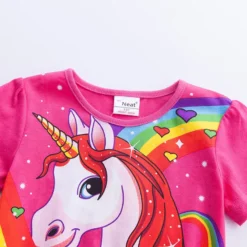 Girls Unicorn Summer Dress -Unicorn Fashion Girls Unicorn Dress Costume 2019 Summer Children Cotton Cartoon Rainbow Unicorn Dress Baby Girls Casual Dresses 3