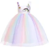 Rainbow Sequins Unicorn Dress -Unicorn Fashion Girls baby Christmas hot new princess dress European and American children role playing sequins unicorn kids