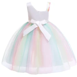 Rainbow Sequins Unicorn Dress -Unicorn Fashion Girls baby Christmas hot new princess dress European and American children role playing sequins unicorn kids 3