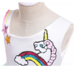 Rainbow Sequins Unicorn Dress -Unicorn Fashion Girls baby Christmas hot new princess dress European and American children role playing sequins unicorn kids 4