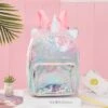 [ Arrival] Glitter Sequin Unicorn Versus Mermaid Transparent Backpack -Unicorn Fashion Glitter Sequin Unicorn Versus Mermaid Transparent Backpack