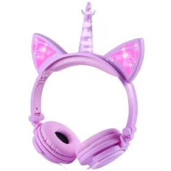 Glowing Purple Unicorn Headphones
