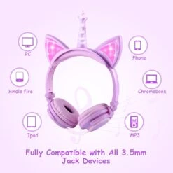 Glowing Purple Unicorn Headphones -Unicorn Fashion Glowing Purple Unicorn Headphones 3