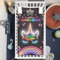 Glowing Unicorn Lash Crib Bedding Set – Unicorn Nursery Baby Bedding