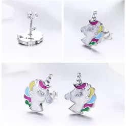 Silver Unicorn Stud Earrings -Unicorn Fashion HTB1fN4 h mWBKNjSZFBq6xxUFXaf