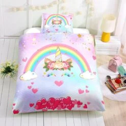 Hearts Dreaming Unicorn Bedding Set -Unicorn Fashion Hearts Dreaming Unicorn Bedding Set Twin