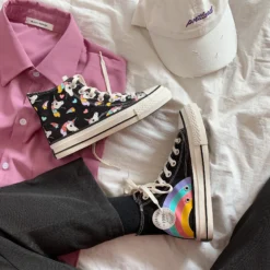 High Top Unicorn Sneakers For Girls -Unicorn Fashion High top Canvas Shoes Female Spring 2019 Korean Version Uzzang Unicorn Rainbow Popular Shoe Plate Shoes 2