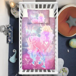 Hologram Crystal Unicorn Crib Bedding Set – Unicorn Nursery Baby Bedding