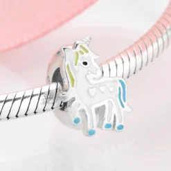 Unicorn Silver Beads Fit Bracelet -Unicorn Fashion Hot Beautiful myth Unicorn Licorne 925 Sterling Silver Spacer Stopper Beads Fit Original Pandora Charm Bracelet 1