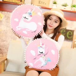 Pinky Unicorn 30cm Pillow Cushion For Sofa -Unicorn Fashion Ins Pink Unicorn sofa circular diameter 30cm pillow cushion bedside pillow floating window adornment bedroom 2