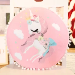 Pinky Unicorn 30cm Pillow Cushion For Sofa -Unicorn Fashion Ins Pink Unicorn sofa circular diameter 30cm pillow cushion bedside pillow floating window adornment bedroom 4