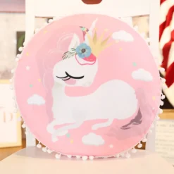 Pinky Unicorn 30cm Pillow Cushion For Sofa -Unicorn Fashion Ins Pink Unicorn sofa circular diameter 30cm pillow cushion bedside pillow floating window adornment bedroom 5