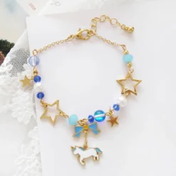 Japan Unicorn Bowknot With Beads Moon Star Crystal Bracelet -Unicorn Fashion Japan Beaded Animal Horse Unicorn Bowknot Bracelets with beads Hollowed out Moon Star Crystal Charms Bracelet 3