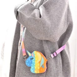 Squishy Fidget Toys Premium Unicorn Mini Shoulder Bag -Unicorn Fashion Kawaii Squishy Fidget Toys Spotify Premium Anti Stress Simple Dimple Sensory Toys Popper Unicorn Toys for 2