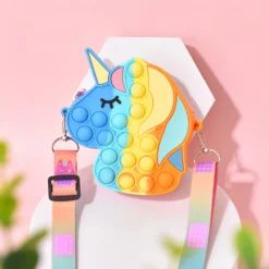 Squishy Fidget Toys Premium Unicorn Mini Shoulder Bag -Unicorn Fashion Kawaii Squishy Fidget Toys Spotify Premium Anti Stress Simple Dimple Sensory Toys Popper Unicorn Toys for 3