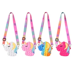 Squishy Fidget Toys Premium Unicorn Mini Shoulder Bag -Unicorn Fashion Kawaii Squishy Fidget Toys Spotify Premium Anti Stress Simple Dimple Sensory Toys Popper Unicorn Toys for 4