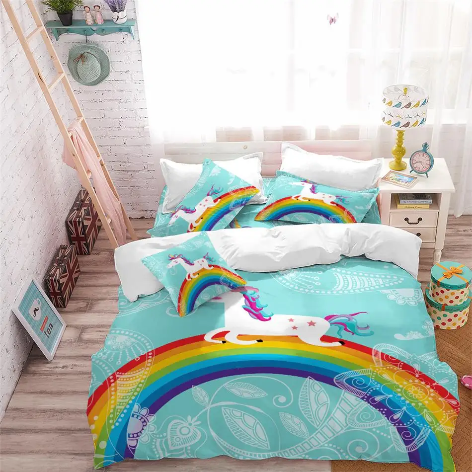 Colorful Rainbow Unicorn Bedding Set 3 Colorful Rainbow Unicorn Bedding Set
