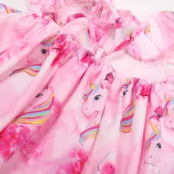 Floral Unicorn Princess Dress -Unicorn Fashion Kids Floral Rainbow Dress Unicorn Party Girls Princess Dress Fancy Girls Ruffle Dress Children Girls Unicorn 4