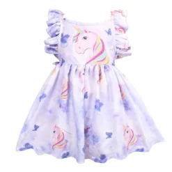 Floral Unicorn Princess Dress -Unicorn Fashion Kids Floral Rainbow Dress Unicorn Party Girls Princess Dress Fancy Girls Ruffle Dress Children Girls Unicorn 5