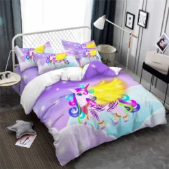 Princess 3D Flying Unicorn Duvet Cover Set 11 Princess 3D Flying Unicorn Duvet Cover Set -Unicorn Fashion Kids Princess Bedding 3D Flying Unicorn Duvet Cover Set Colorful Cartoon Bedding Cover Twin Full Queen 3