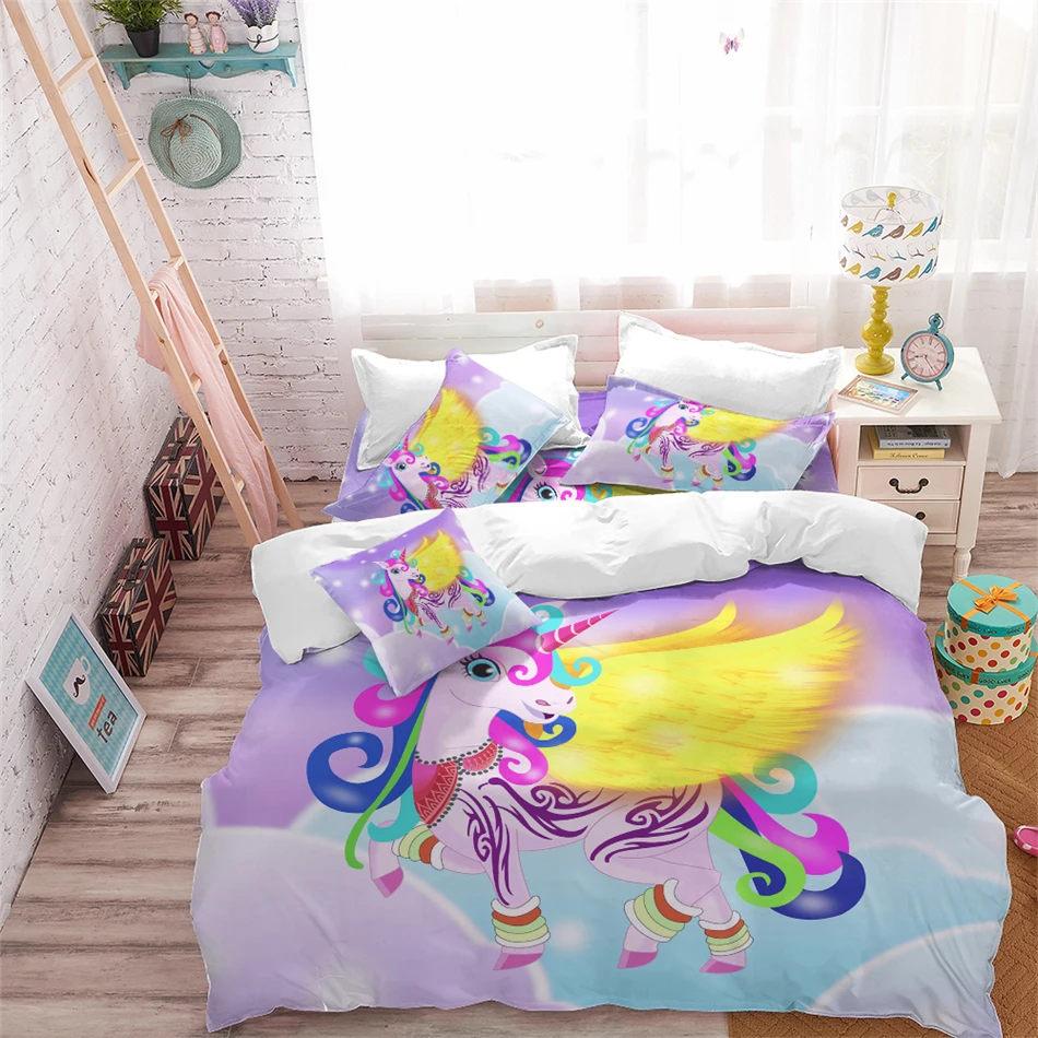 Princess 3D Flying Unicorn Duvet Cover Set 3 Princess 3D Flying Unicorn Duvet Cover Set