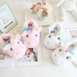 Unicorn Kid Plush Slippers