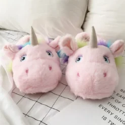 Unicorn Kid Plush Slippers -Unicorn Fashion Kids slippers girls unicorn home slippers for children flip flops boy baby cute plush slippers winter 4