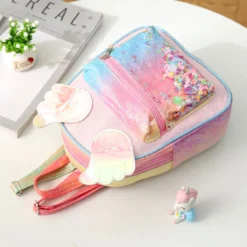 Unicorn Transparent Glitter Backpack With Wings -Unicorn Fashion Kindergarten School Bag for Girls Backpack Mini Bags Fashion Laser Backpack Kids Bookbag Cute Toddler Children 1